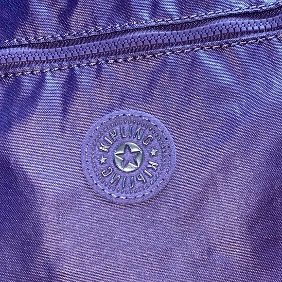 NWT Kipling Metallic purple Crossbody Bag with Pom Pom - Picture 2 of 7